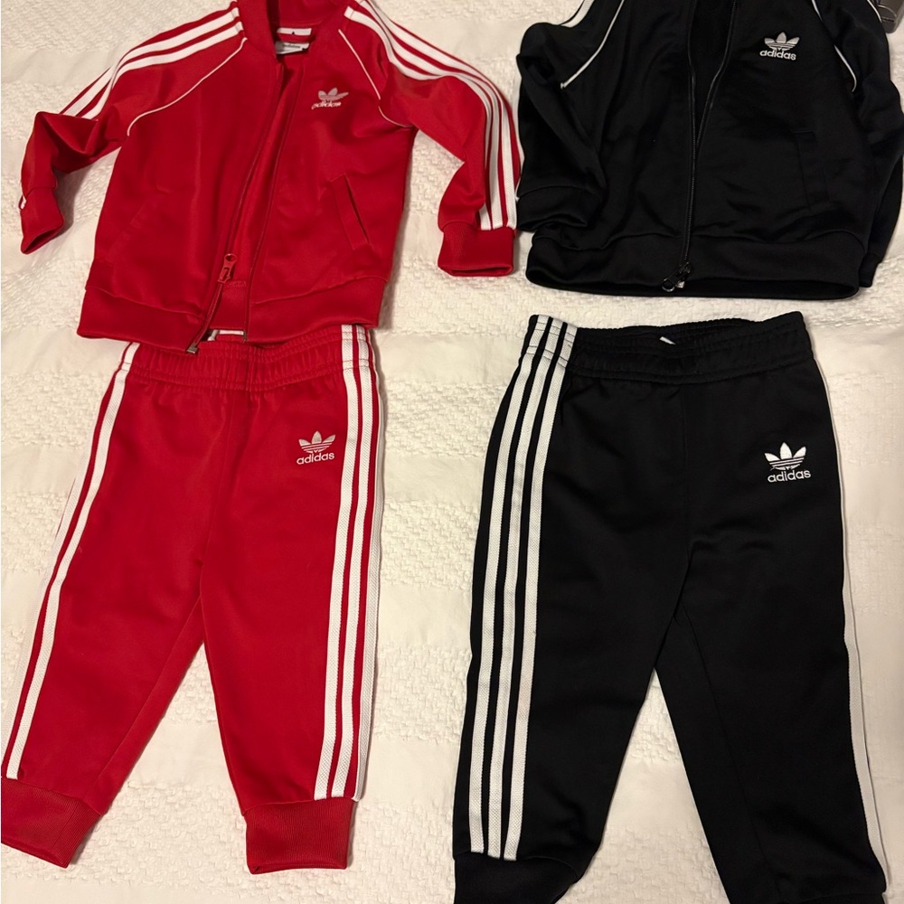 Adidas Red and Black Jogger Set 9-12